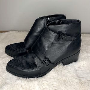 TOPSHOP SMOOTH CALF HAIR MONK STRAP ANKLE BOOTS